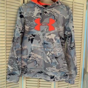 Under Armour Gray Camo Hoodie with Red Logo